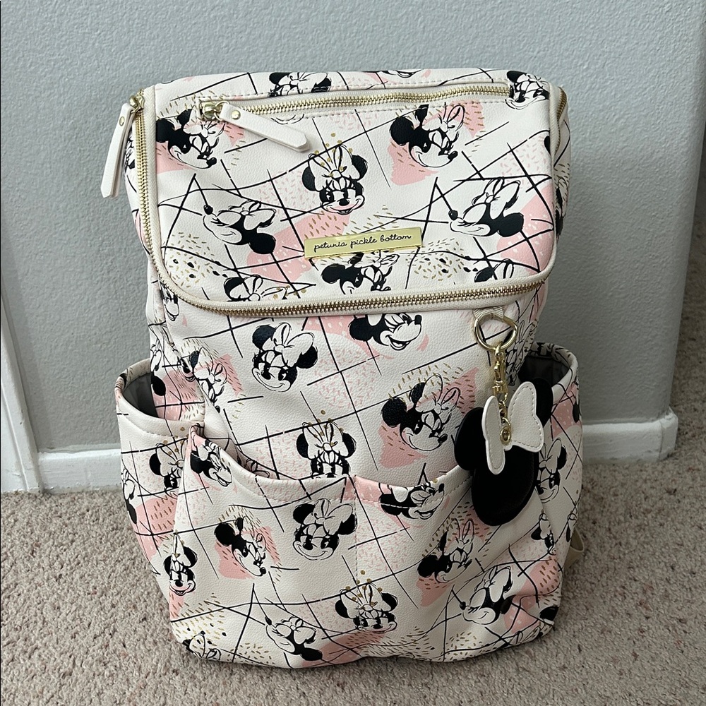 🩷🤍✨ Petunia Pickle Bottom Disney Minnie Mouse Cream & Pink Backpack ✨🩷🤍